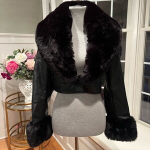 Azalea Wang cropped faux leather jacket